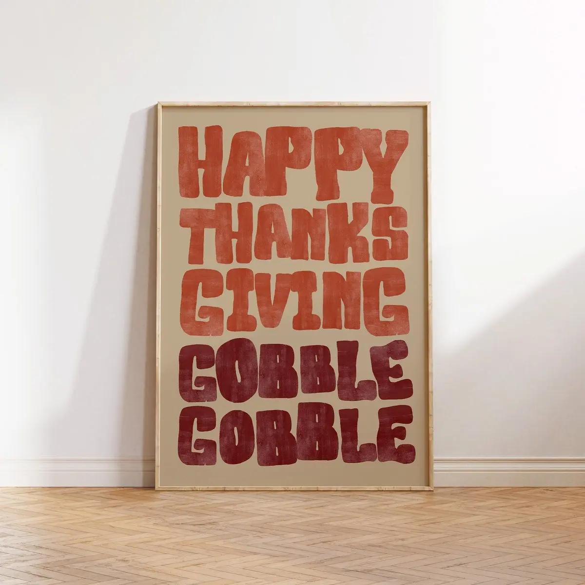 Vintage Thanksgiving Print, Funny Autumn Typography Wall Art Turkey Poster, Unframed
