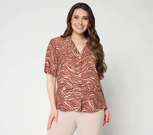 Dennis Basso Regular Woven Lino Printed Safari Jacket