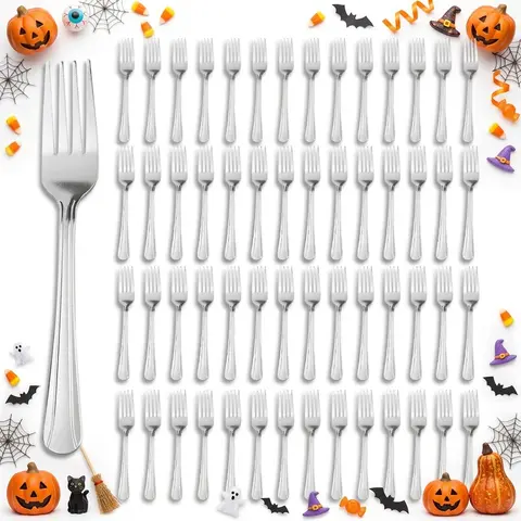 60-Piece Dominion Stainless Steel Dinner Forks Cutlery Set - Rust-Proof Utensils, High-Quality Dishwasher-Safe Silverware for Kitchen, Daily Use