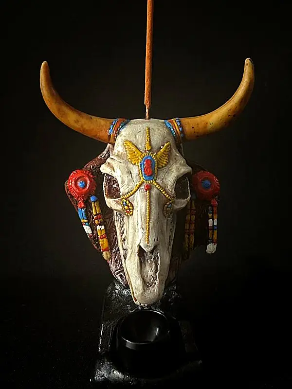 Wakan Tanka Incense Holder Plus More All-In-One Spiritual Bull Skull!