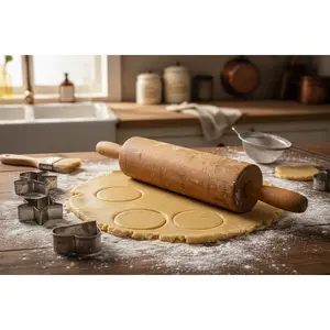 Primitive Wooden Rolling Pin | Heavy Solid Wood | 17" x 2.5"