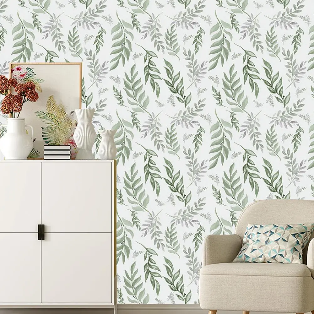 Leaf Pattern Peel-and-Stick Wallpaper, 1 Roll Self-Adhesive Wallpaper, Decorative Wallpaper for Living Room, Bedroom, Kitchen and Interior Walls, Textured Wallpaper, Peel and Stick Wallpaper Designs, Sticky Wallpaper Peel And Stick