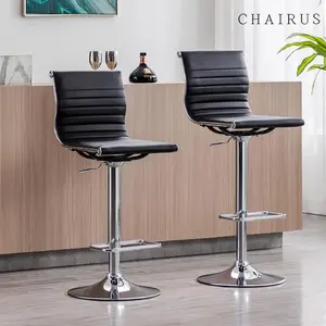 CHAIRUS  Bar Stools Set of 2, Modern PU Leather Swivel, Adjustable Hydraulic Bar Stool, Counter Height Bar Stool for kitchen Island, Dining Room,Sling High Chair, Black