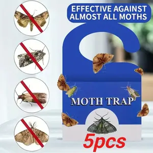 5-Pack Clothes & Carpet Moth Monitoring Traps Pheromone Sticky Moth Traps Set, Non-Toxic Glue Trap, Efficient for Closet Textile Moths & Food Storage Cupboard Moths for Wardrobe | Premium Moth Monitoring Catchers Indoors Moth Traps
