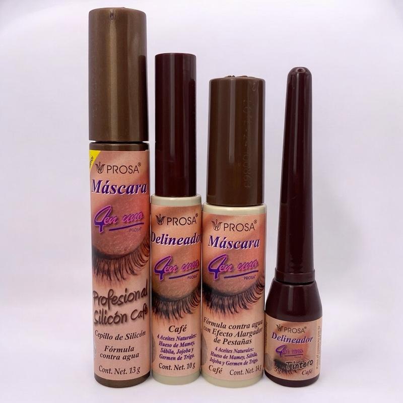 Prosa - 4 en 1 Classic Mascara, Tintero, and Eyeliner bundles Makeup Brown Trio