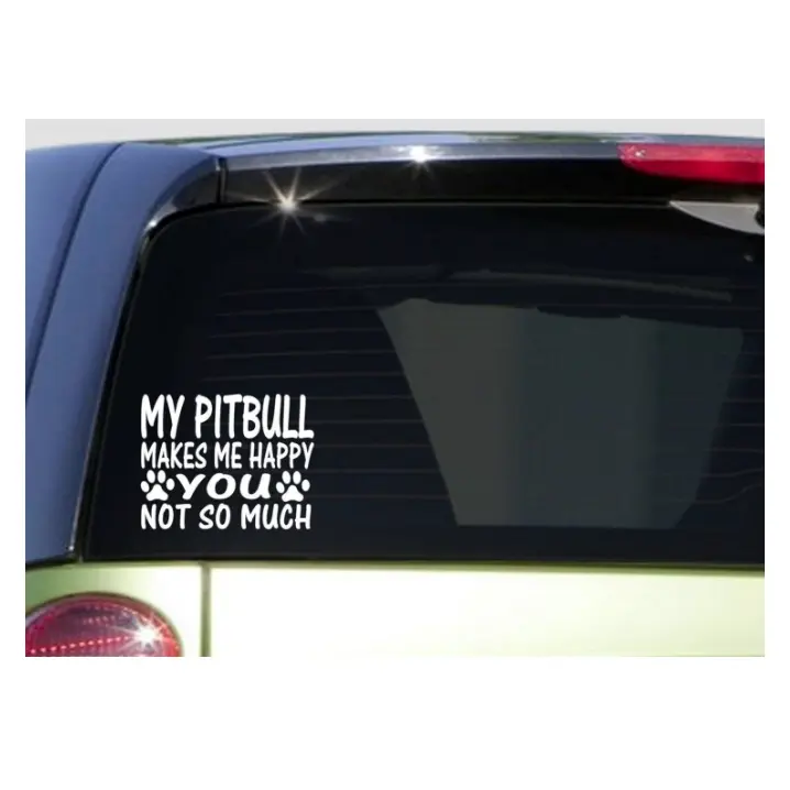 Pitbull Makes Me Happy *I579* 6 inch Pitbull sticker pit bull decal
