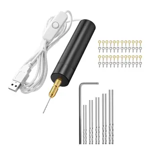 Mini Electric Drill Set USB Powered DIY Keychain Necklace Earrings Craft Hole Punch for Resin Plastic Wood Polymer Clay