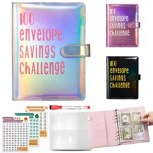 2026 New Iridescent Colors 100 Envelope Savings Challenge, Savings Challenge Planner, Budget Binder with Cash Envelopes and Saving Tracker, Cash Stuffing Binder From 30 Days to 52 Weeks, Money Saving Binder of $5050 Develop a Consistent Savings Habit