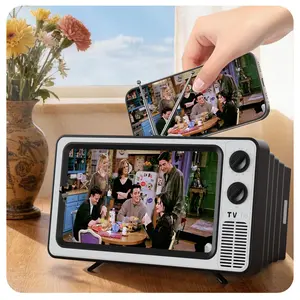 SEANCHEER WL863 Retro TV Cell Phone Screen Magnifier HD, 3D Portable Foldable Mobile Phone Magnifier for Movie & Game, Fit for All Smartphones - Gift for Women Mom Wife Men Dad Husband Friends