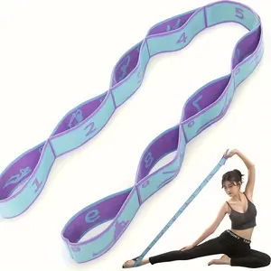 8-Ring Numbered Yoga Resistance Bands (Level 1-8), Purple/Pink, for Physio Pilates Stretching Pull-Ups Beginners, Yoga Fitness Equipment