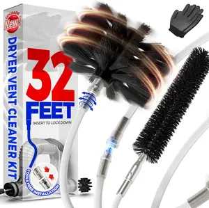 32  Dryer Vent Cleaner Kit, Upgrade Flexible Lint Brush with Drill Attachment, Extends Up to 32  for Easy Cleaning,Use with or Without a Power Drill