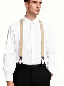 1pc Men's Y-Shape Adjustable Belt with 6 Buttons, Elastic Waistband, Daily Wear Back Strap, Comfortable and Stylish