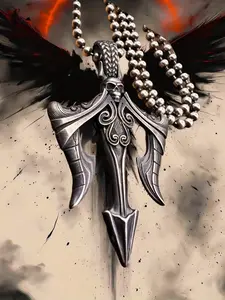 New Pirate Trident Vintage Pendant Necklace, Unisex Hip Hop Gothic Jewelry, 60cm Pearl Stainless Steel Chain, Perfect Gift for Father Husband