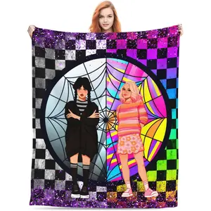 Wednesdays Blanket Halloween Blanket Soft Warm Cozy Blanket Horror Movie Throw Blanket Lightweight Warm All Seasons for Bedroom Sofa Travel