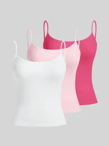 Women's Basic Solid Color Spaghetti Strap Cami Top, Casual Sleeveless Lightweight Fit Top for Summer, Ladies Clothes for Daily Wear