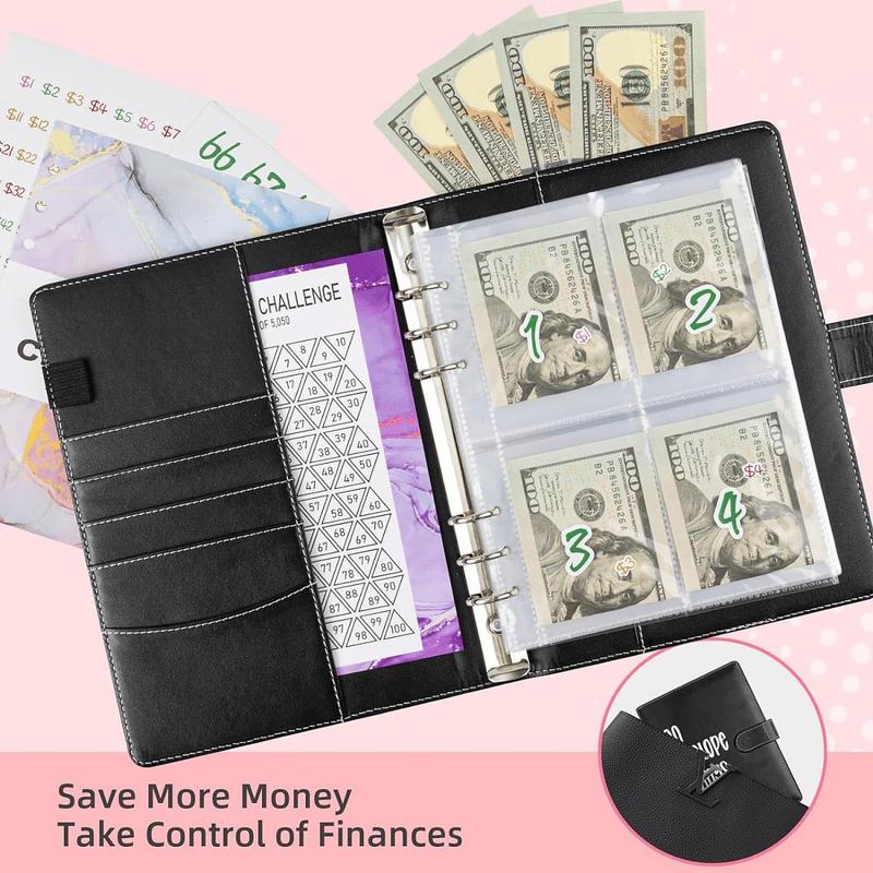 100 Envelopes Money Saving Challenge Money Saving Binder 100 Envelope Challenge Binder Savings Binder Envelope A5 Savings Challenge Book，weekly plan，budget organizer