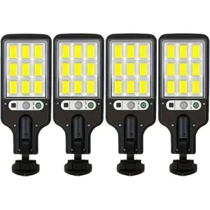 Solar Street Lights Outdoor, Solar Lights Outdoor Wide Angle Solar Flood Lights Motion Sensor Dusk to Dawn Remote Control Waterproof IP65, Parking Lot Lights Commercial for Yard(4 PACK)