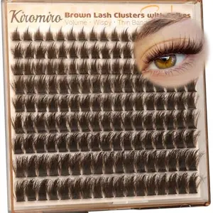 Kiromiro Brown Lash Clusters with Spikes Cluster Eyelash Extensions 10-18mm DIY Eyelash Clusters Wispy 153pcs Individual Lash Extensions Fluffy Cluster Lashes