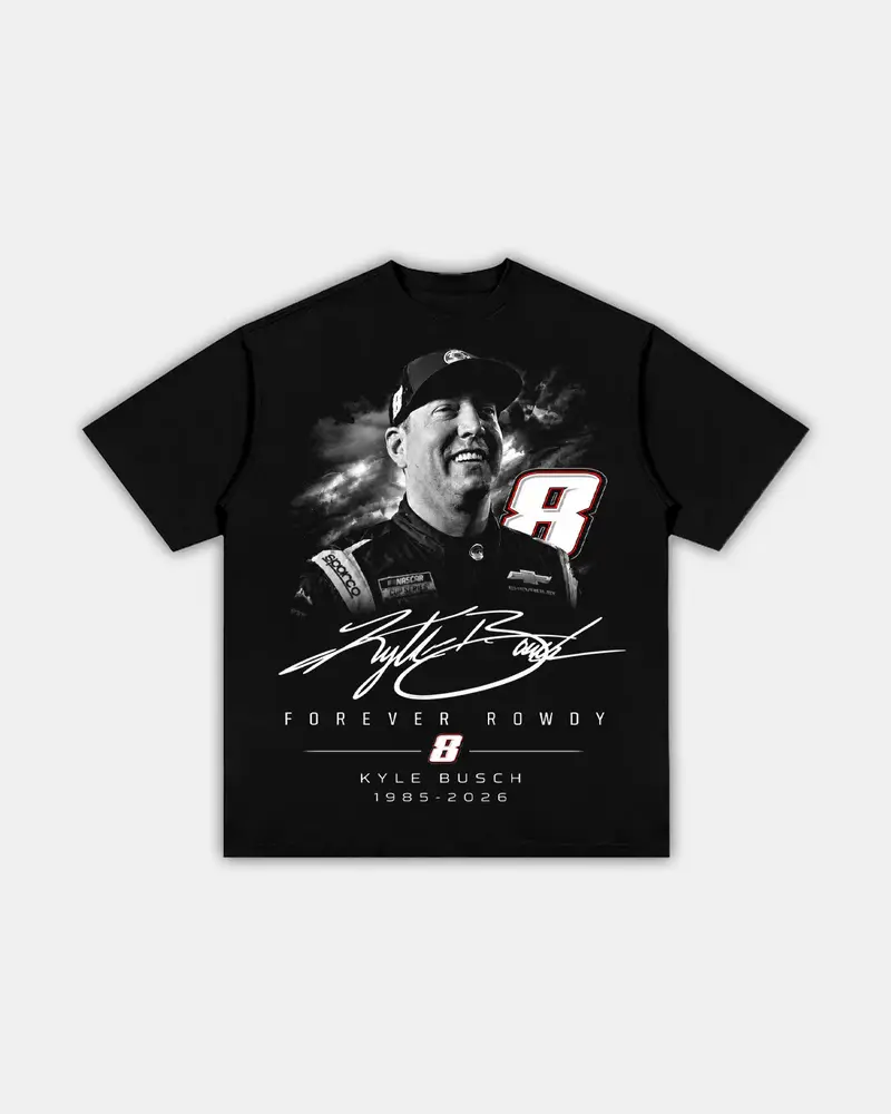 KYLE BUSCH "FOREVER ROWDY" V3 TEE, Nascar Legend Racing dult and Youth T-Shirt Sweatshirt, Kyle Busch shirt, graphic t-shirts, Nascar Tribute Top, Gift For Fan Racing Legend Memorial Unisex, Graphic Tee, Printed Shirt, Unisex Casual Cotton T-Shirt