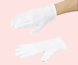 Plain cotton gloves with holes (size S, 12 pairs)