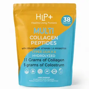 Multi Collagen Peptides + Colostrum Powder - Hydrolyzed Protein (Types I, II, III, V, X) with Grass-Fed Colostrum, Vitamin C & Probiotics - Unflavored, Non-GMO - 38 Servings - Hair, Skin, Nails, Gut & Immune Support
