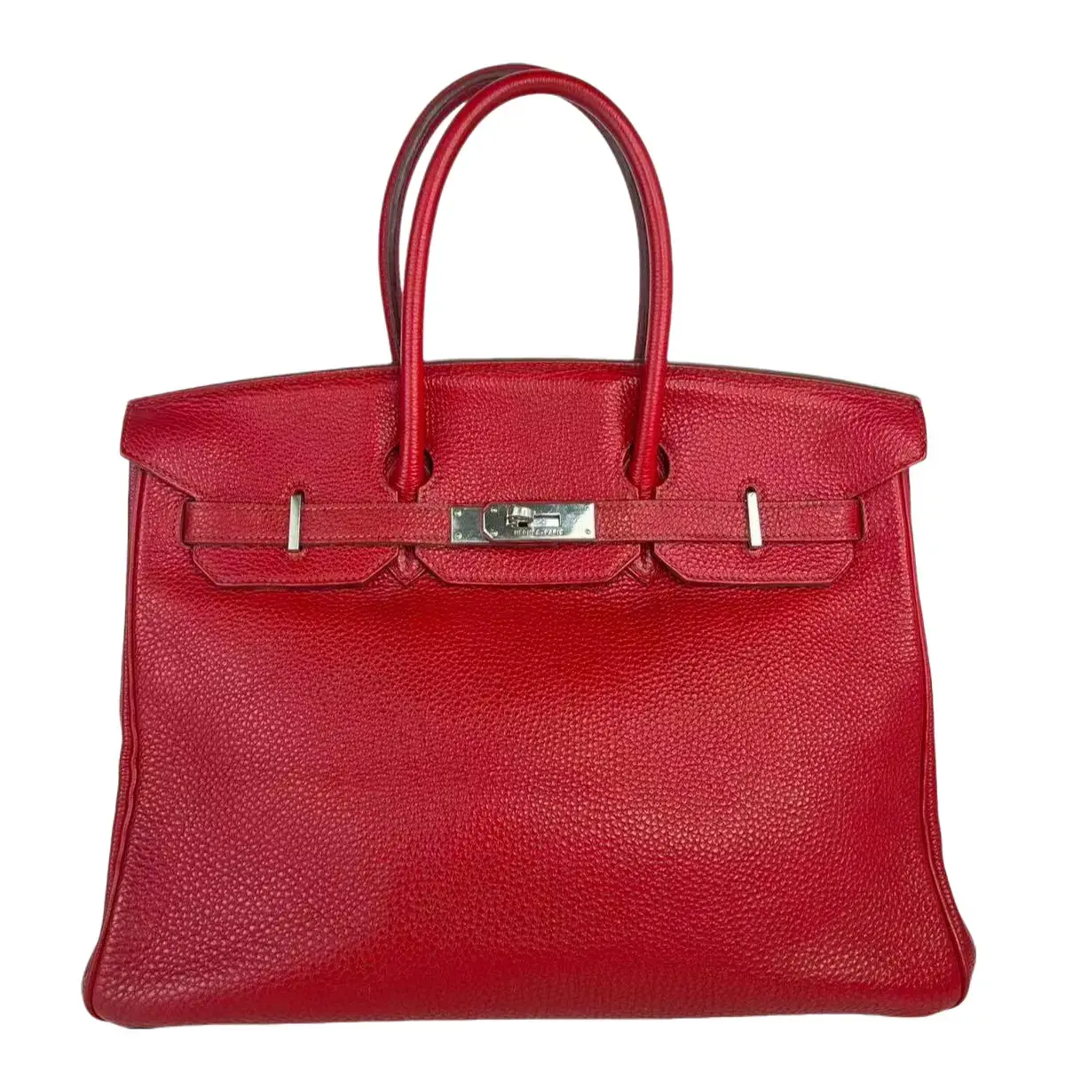 Pre-owned HERMÈS Leather Top Handle Bags Birkin 35 Rouge Casaque Togo Palladium Top Handle Bag