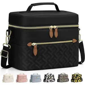 Lunch Box for Women Men Adults,Insulated Lunch Bag Leakproof Lunch Cooler Box with Removable Strap Cute Lunch Tote Bags  Thermal Lunchbox for School Work Picnic(Small,Black)