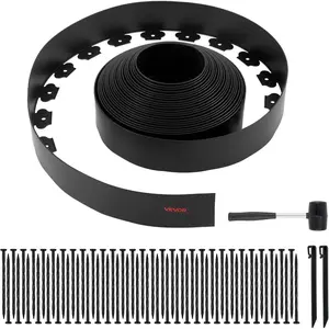 VEVOR Landscape Edging, 100 ftx 1.5 in Plastic Garden Border Edging with 120 Spikes, No Dig, Flexible Lawn Edgings Roll, UV - Resistant Mini Fence Borders Pathway Edgings for Flower Beds Yard PaverVEVOR Super Brand Day