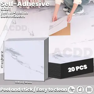 20-Pack Luxury Style Self-Adhesive Floor Stickers, Peel and Stick Thick Vinyl Material, Easy to Clean, Suitable for Kitchens Bathrooms Living Rooms