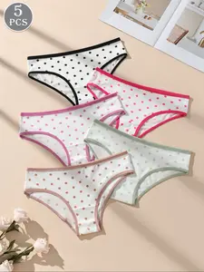 New Women's Low-Waist Triangle Pants 4/5/6 Pack, Cute Polka Dot Design, Fashionable and Casual, Multi-Color Options, S-Xl Sizes