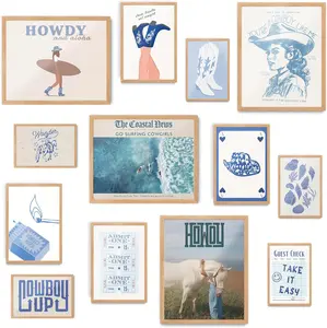 Coastal Cowgirl Room Decor Aesthetic, Coastal Granddaughter Decor, Beachy Western Room Decor Aesthetic, Beach Wall Art Prints, Blue Preppy Decor for Teen Girls Bedroom Decor, Coastal Cowgirl Decor