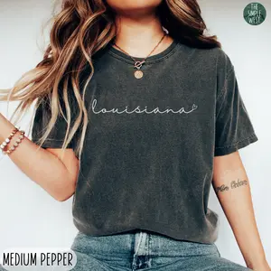 Louisiana Comfort Colors Shirt, Women's Crewneck Tee, Home State Gift, Travel Souvenir, Unisex Cotton Womenswear