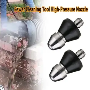2 high-pressure sewer nozzles - cleaning tools for pipeline dredging, durable metal material, industrial nozzle