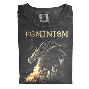 Feminism Shirt Gift for Feminist Medieval Dragon Graphic Tee Comfort Colors Shirt Gothic Crewneck Grunge Clothes Dark Fantasy Wear