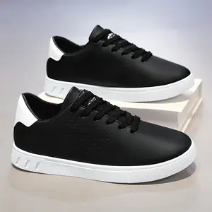 Men's Minimalist Fashion Sneakers - Preppy Casual Sport Shoes With Solid Color Pattern, Hand Washable, Comfortable Non-Slip, Breathable PU Upper, Fabric Insole - Suitable For Running, Daily & Casual Lace-Up Low Tops