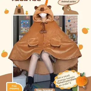 Autumn Winter Shoulder Wrap Cuddle up Robe Lazy Person's Poncho Air Conditioner Blanket Student Office Nap Furry Comforter
