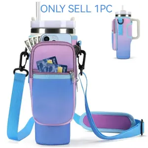 Bottle Bag with Adjustable Shoulder Strap, Tumbler Cup Accessories, 40oz Tumbler Carrier Bag, Insulated Water Bottle Travel Carrying Bag with Cell Phone Pouch (mug Not Included), Drink Protector