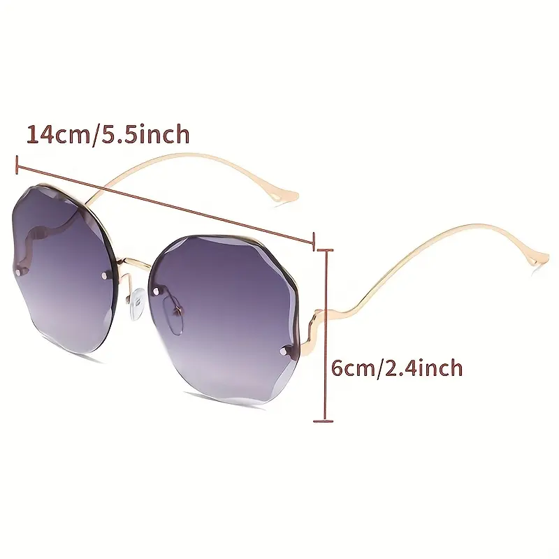 Frameless Gradient Fashion Glasses for Men & Women - Rose Golden Accent Lenses, Lightweight Modern Design with Protective Case, Stylish Accessory Gift, Decorative Lenses, Casual Eyewear, Chic Eyewear, Durable Temples, Quality Lenses