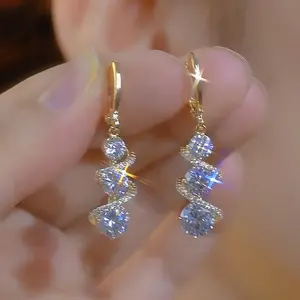 LisiZen Hot Selling New European and American Luxury Fashion Versatile Zircon Earrings Classic Temperament High-End Long Tassel Earrings for Women DZEH5444