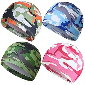 Sweat Wicking Skull Cap Helmet Hard Hat Liner Camouflage Cooling Cap Lightweight Adjustable Sun Protection Polyester Spandex Breathable Absorbent Fast-Drying for Running Cycling Football