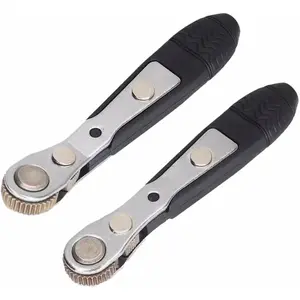 Mini Ratchet Wrench,2 Pieces 1/4 Inch Right Angle Screwdriver with Low Profile,Close Quarters,Offset Reversible Drive Handle for Bits tool kit military tactical pen auxiliary glass scraper point design big metric chain magnetic socket holder wall duratech