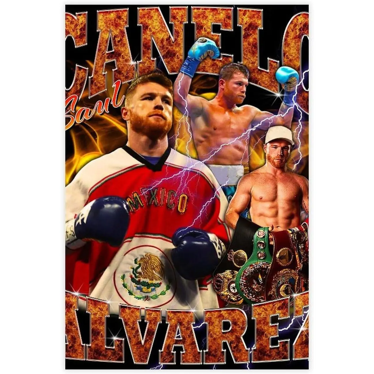 Canelo Alvarez Boxing Athlete Canvas Poster - Handmade Crafted High-Res Athlete Image Wall Print, Bedroom-Office Wall Decor Gift, High-Res Print, Bedroom Decor