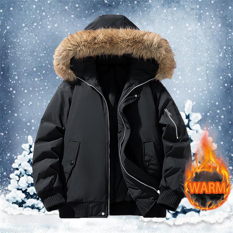 Winter Outdoor Parka Coat Fashionable Casual Warm Jacket with Fur Collar Polyester Fiber Filling for Men coat  Long Sleeve Stylish Menswear Soft Fleece Lining