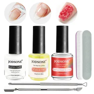 JODSONE Gel Nail Remover Kit with 15ml Remover, Cuticle Oil, Latex Tape & Complete Manicure Tools, No Soaking