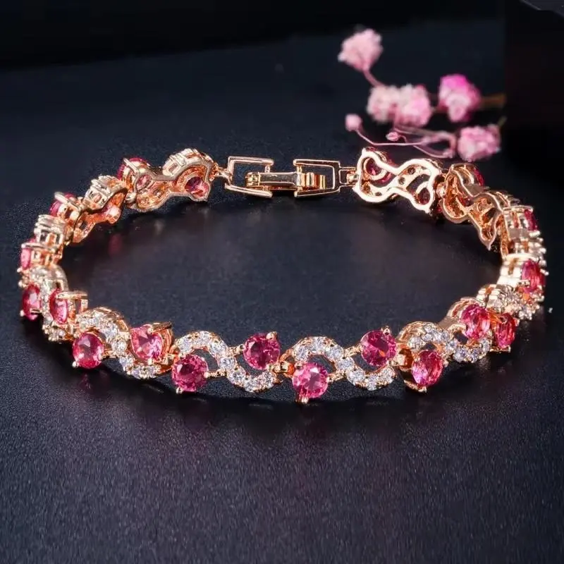 Women's Exquisite Trendy Colorful Wave Crystal Stone Link Bracelet - Unique Design, Companion Arm Candy Costume Jewelry Gift for Her Tennis Accessories, Bracelet Design, Companion Bracelet
