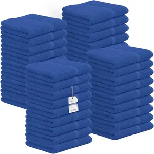 Cotton Washcloths - (Pack of 36) Size 12x12 Inches,  Ring Spun Cotton, Soft & Absorbent  , Gym , Hotel and  Quality,  Fingertip  (Blue)