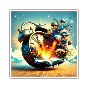 Smash It! Whimsical Wonderland Steampunk Dream Alarm Clock Kiss Cut Sticker