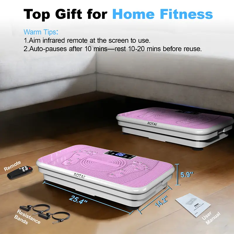 ROTAI Vibration Plate Exercise Machine for Lymphatic Drainage 300 LBS  Capacity with resistance, Whole Body Workout