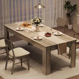 GAOMON 71in Farmhouse Rectangular Wooden Table with Thick Frame, Sturdy Triangular Legs & Wood Strip Base, Rustic Gray Piece for 6-8 People (Kitchen, Office Use) – Dining Tables for Farmhouse Decor