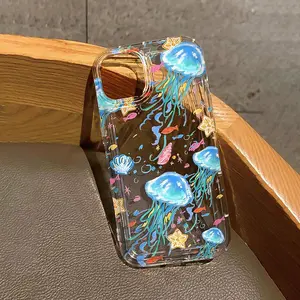 Jellyfish Pattern Clear Phone Case, Anti-slip & Shockproof Protection Phone Protective Cover, Phone Accessory Compatible with iPhone, Fun Pattern